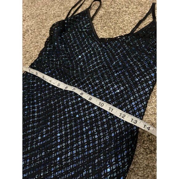 Vintage Y2K Rampage Black Fishnet Fitted Whimsigoth Mermaid Layered Slip Dress - Picture 14 of 15